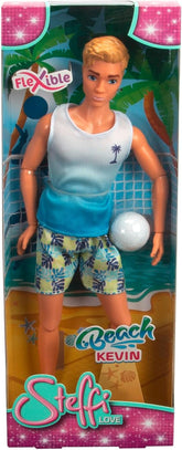 Steffi Love Beach Kevin, Kevin în costum de baie cu tricou și mingea de volei, complet mobil, 30cm păpușă de joacă, de la 3 ani, alb Papusi Naty Shop Titlu implicit