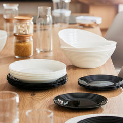 Harena N&b Glasgeschirr, 18-teilig, für 6 Personen, Weiß und Schwarz