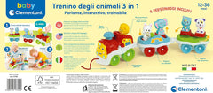 Clementoni Animali-3 Trenuleț electric, vorbitor, interactiv și extensibil, joc pentru copii de 1 an (versiunea italiană), fabricat în Italia, multicolor, 17740 Jucarii Bebe Naty Shop