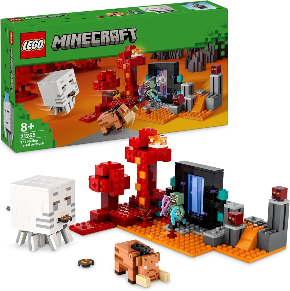 LEGO Minecraft Ambush na Nether Portal Hračka Nether pro děti s bitevními scénami a legendárními figurkami včetně strašidelného dárku pro hráče, chlapce a dívky 8 let staré 21255 Stavebnice Besuche den LEGO-Store Single