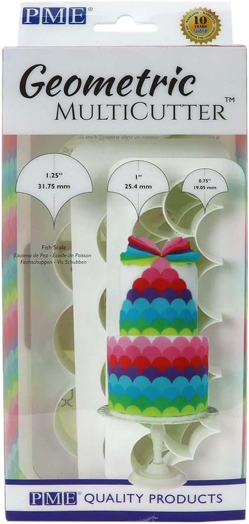 GMC194 Forme geometrice multiple pentru biscuiți - Solzi de pește/Scoică, Set de 3 forme geometrice pentru biscuiți, Solzi de pește, Mărimi mici, medii și mari, Plastic ABS, Multicolor