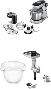 Optimum MUM9D33S11 Küchenmaschine (1300 Watt, Edelstahl-Rührschüssel, 3D Rührsystem, 7 Schaltstufen) Platinum Silber + MUZ9BS1 Zubehör Für Küchenmaschinen Mama si Copilul Naty Shop