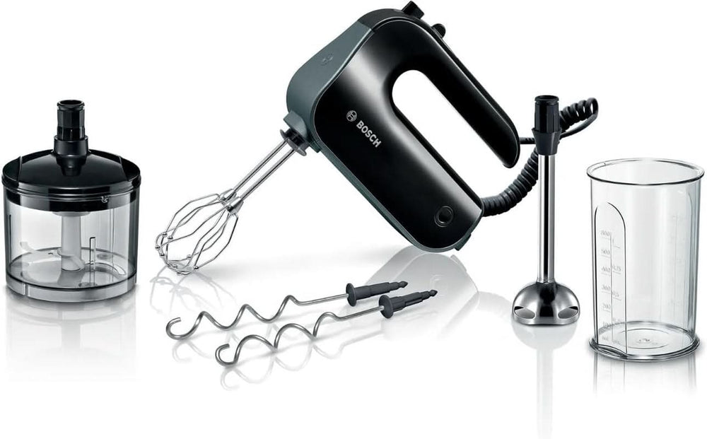 Bosch Handrührer Home Professional Styline MFQ4980B, 5 Stufen, 2 Edelstahl Rührbesen- Und Knethaken, Mixstab Edelstahl, Universalzerkleinerer, 850 W, Schwarz/Dark Silver Kitchen Naty Shop