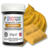 Pastă colorantă alimentară Sugarflair Colourflex Extra Paste Golden - Colorant alimentar comestibil pentru cremă de unt, ciocolată, pastă de zahăr, glazură, fondant, mixuri pentru prăjituri, aluat și multe altele - 25g