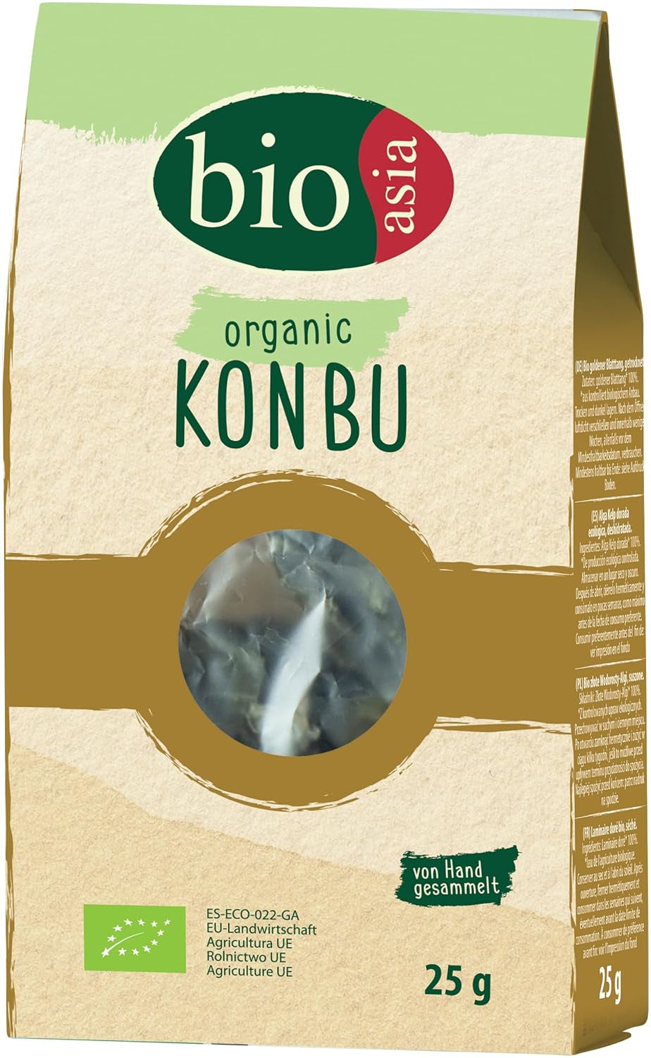 BIOASIA Bio Konbu, 100% přírodní řasa, ideální pro Aromatisierung von Suppen, Brühen & Aufgüssen, 1 x 25 g