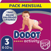 Plenky Dodot Activity pro miminka, velikost 3 (6-10 kg), 224 plen s obchodem Sturdy Fit Mother and Baby Naty Shop