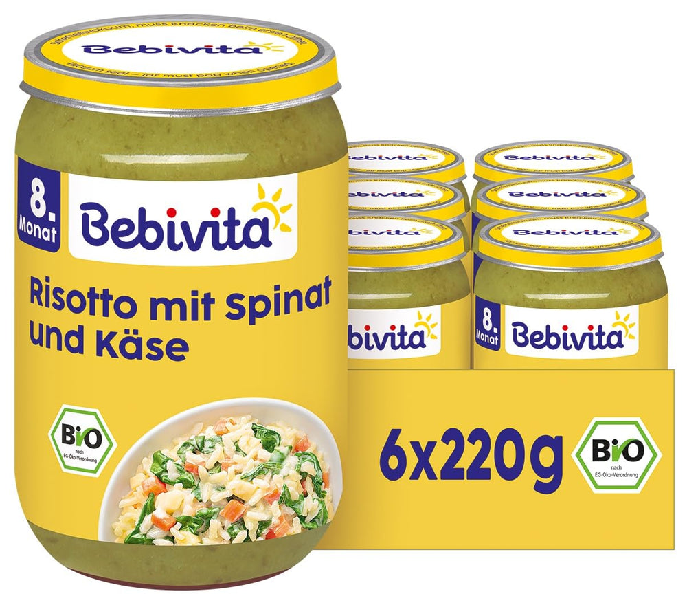 Jídla od 8 měsíců: Rizoto se sýrem a špenátem, 220g, balení 6 ks (6x220g)