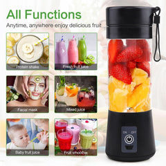 Mixér Smoothie Maker Tragbarer Entsafter: 380 ml Standmixer Persönlicher Shaker Proteinshake Mit 6 Edelstahlmesser Tragbar-Bpa-Freie Mit Usb-Mixbecher Für Shakes,Saftoutdoor,Schwarz Bucatarie Naty Shop