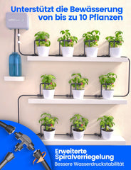WiFi automatický systém zavlažování vnitřních prostor – inteligentní kapkový zavlažovací systém s ovládáním aplikací, zavlažovací počítač pro 10 pokojových rostlin, sváteční zavlažování a zavlažování rostlin (šedá)