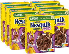 Nestlé NESQUIK Crunchy Brownie, křupavá snídaňová cereálie s čokoládovými lupínky a inovativním tvarem pro extra křupavé, balení 7 ks (7 x 300 g)