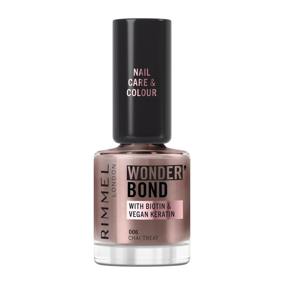 Rimmel Wonder'bond Care+Color lak na nehty, 006 Chai Treat, regeneruje nehty, s biotinem a veganským keratinem, modulární, 12 ml