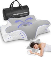 Pernă pentru gât, pernă de susținere laterală, pernă din spumă cu memorie, pernă ortopedică, pernă ergonomică de susținere a gâtului pentru susținere optimă Pernă pentru susținerea laterală a spatelui și a stomacului (62 X 41 X 13CM) Perne ortopedice cervicale Naty Shop Gri