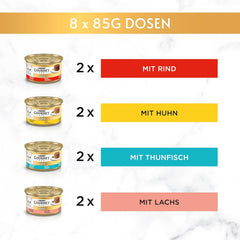 Hrană umedă pentru pisici Gourmet Gold Refined Ragout, mix variat, pachet de 96 (96 x 85g)