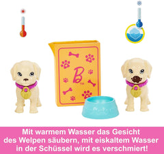 Adopție Cățeluș Barbie - Păpușă și 2 căței, cu certificate de adopție, efect de schimbare a culorii, cușcă și accesorii, pentru copii cu vârsta de 3 ani și peste, 86 HKD