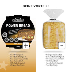Layenberger Prower Bread Walnut, Eiweiß- Und Ballaststoffquelle, Ohne Konservierungsmittel, Ohne Hefe, Ohne Mehl, Mit 14G Protein Pro 100G, (1 X 500G) Směs na pečení a vaření Naty Shop