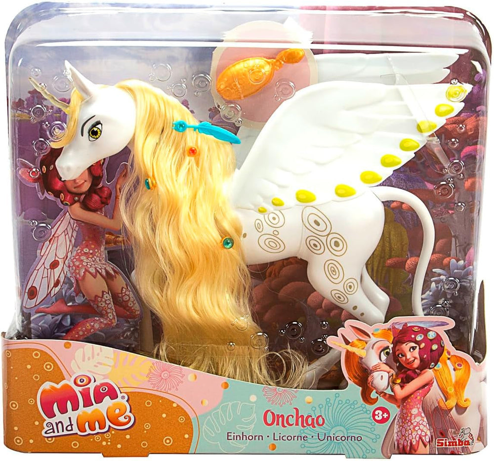 Simba 109480093 - Mia a já Unicorn Onchao, s pohyblivými křídly, sponkami do vlasů, stylingovým kartáčem, hracím koněm, poníkem, Centopií, 3 roky a starší, růžové Naty Shop Single Dolls