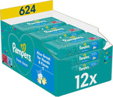 Vlhčené ubrousky Pampers Fresh Clean, 624 vlhčených ubrousků, lehká vůně, vhodné i na ruce a obličej Baby Wet Wipes Naty Shop