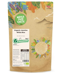 Bílá rýže s jasmínem Wholefood Earth Organic 3kg Raw | Bez GMO | Vegan | Zdroj vlákniny | Certifikované organické