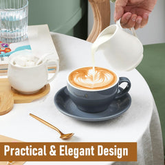 Milch und Zucker Set mit Deckel und Löffel, 5-teilig Keramik Milchkännchen und Zuckerdose mit Holz Tablet,Milch- & Zuckerbehälter für Küche Kaffee Mikrowellen- und Spülmaschinenfest (Weiß)