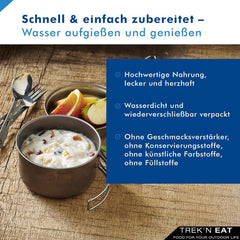 Trek'n Eat Fruity Semolina Pudding - Krémově ovocný moučníkový dezert pro outdoorové aktivity, turistiku a nouzové potřeby | Hotový krupicový pudink s vodou, dlouhá trvanlivost, bez přísad