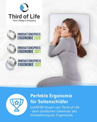 Pernă pentru dormit lateral GIANFAR | Pernă ortopedică pentru susținerea gâtului | Spumă de memorie ultra proaspătă împotriva durerilor de gât și migrenelor | Husă termoregulatoare | Pernă pentru dormit lateral cu coloană cervicală 55X40X12/10 cm Perne ortopedice cervicale Naty Shop