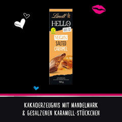 Lindt Schokolade HELLO Tafel Vegan Soled Caramel | 100 g Tafelu | Vegan Mit Kakao, Mandelmark, Karamellzucker Und Einem Hauch von Salz | Schokoladengeschenk Naty Shop