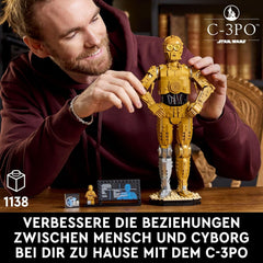 LEGO Star Wars C-3PO B, sestavitelný droid, model ke sbírání, sestavení a vystavení, tip na nostalgický dárek pro dospělé a fanoušky, sběratelský kousek, fantasy sada 75398 stavebnice Besuche den LEGO-Store