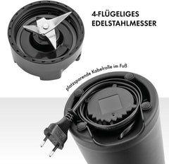 ZWILLING Stojanový mixér, Smoothie Maker, Inkl. Trinkflasche Mit Verschluss, 600 ml, 300 Watt, Edelstahl/Kunststoff, Schwarz Kitchen Naty Shop