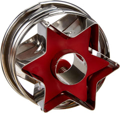 Städter 966322 Formă de biscuiți cu ejector, Stea exterioară, Oțel inoxidabil, Argintiu/Roșu, 4,8 x 4,8 x 4,8 cm