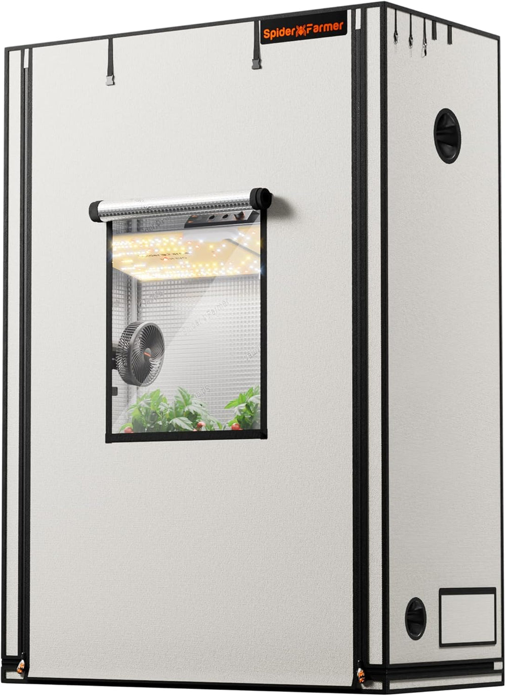 Pěstební stan Spider Farmer Pro 70x140x200cm s rolovacími dveřmi, pozorovacím oknem, odnímatelným podlahovým panelem, tkanina Mylar 2000D, pro vnitřní hydroponii s SF4000, G4500, SE4500