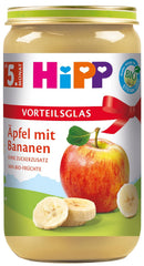 Mere cu banane și fructe organice HiPP (6 x 250 g), de la 5 luni, fără zahăr adăugat, 100% fructe, de cea mai bună calitate organică