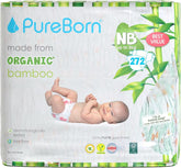 Scutece din bambus organic Pureborn Eco, dimensiune pentru nou-născuți (până la 5 kg), ecologice, hipoalergenice, ultra-moale, cu indicator de umiditate, diverse imprimeuri Mama si Copilul Naty Shop Nou-nascut (272 buc)