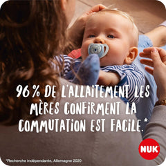 Suzetă NUK Star Night & Day pentru bebeluși 0-6 luni, strălucește în întuneric, silicon fără BPA, pisică roz, pachet de 2