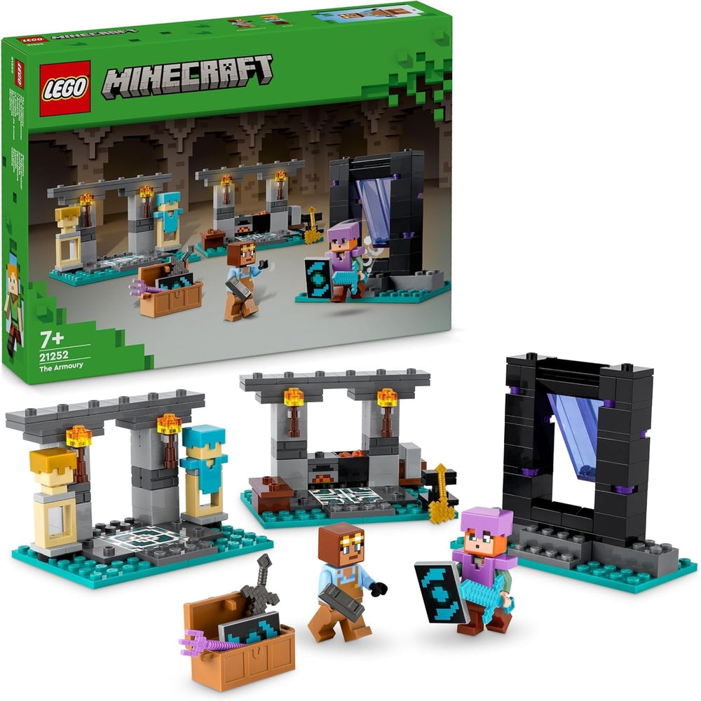 Stavebnice LEGO Minecraft The Armory s figurkami hrdinů, hračkářskými zbraněmi a figurkou Alex, akční hračka pro chlapce a dívky, dárek pro hráče a děti 7 let 21252 Stavebnice Besuche den LEGO-Store Single