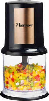 Bestron Elektrischer Multi-Zerkleinerer, Universalzerkleinerer Mit Zwei Schneidemessern & 500 ml Kapazität, Große Pulstaste, 400 Watt, Barva: Kupfer Kitchen Naty Shop Kupfer