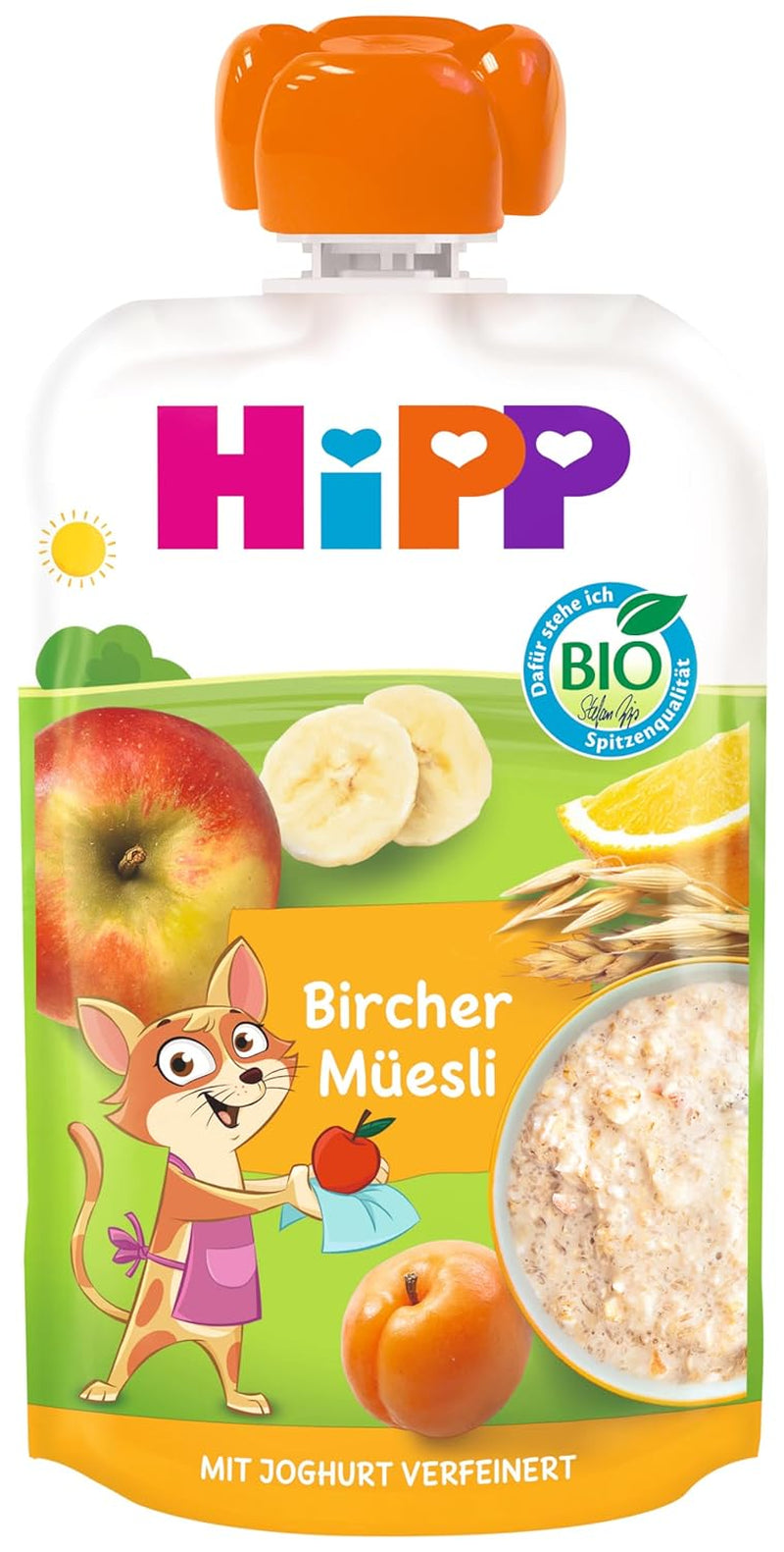 HiPP Bircher Müsli, vytlačitelné sáčky od 1 roku (8 x 100 g)