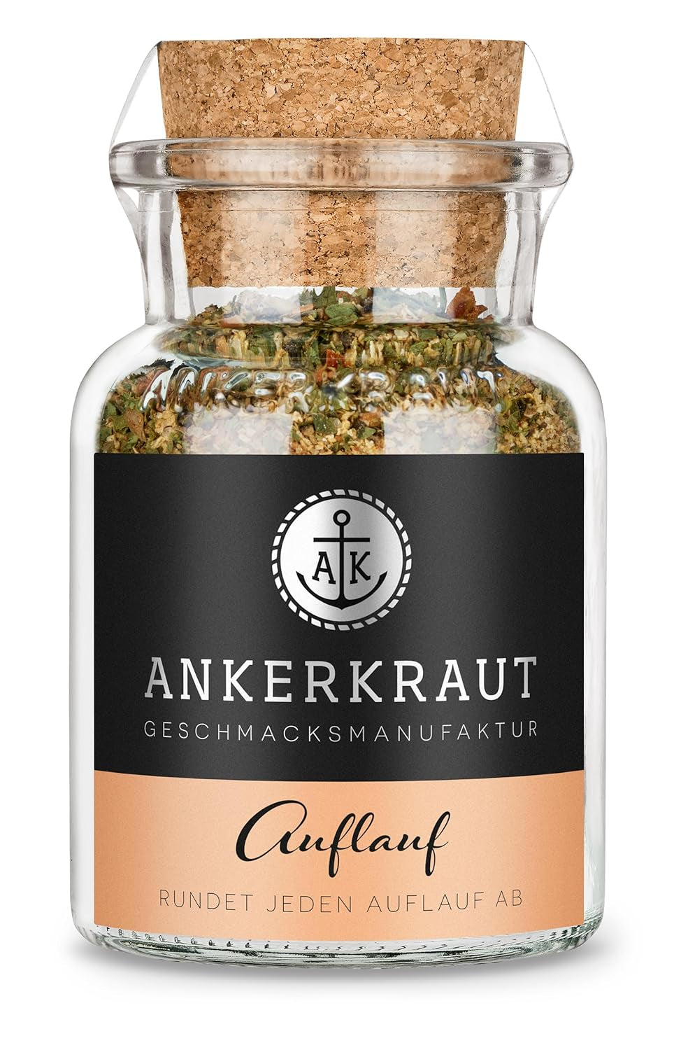 Ankerkraut Auflauf, für Gemüse-, Kartoffel- und Nudelauflauf, Gewürzsalz mit Pfeffer, Parsilie, Knoblauch, Karotte, 90 g v Korkenglas