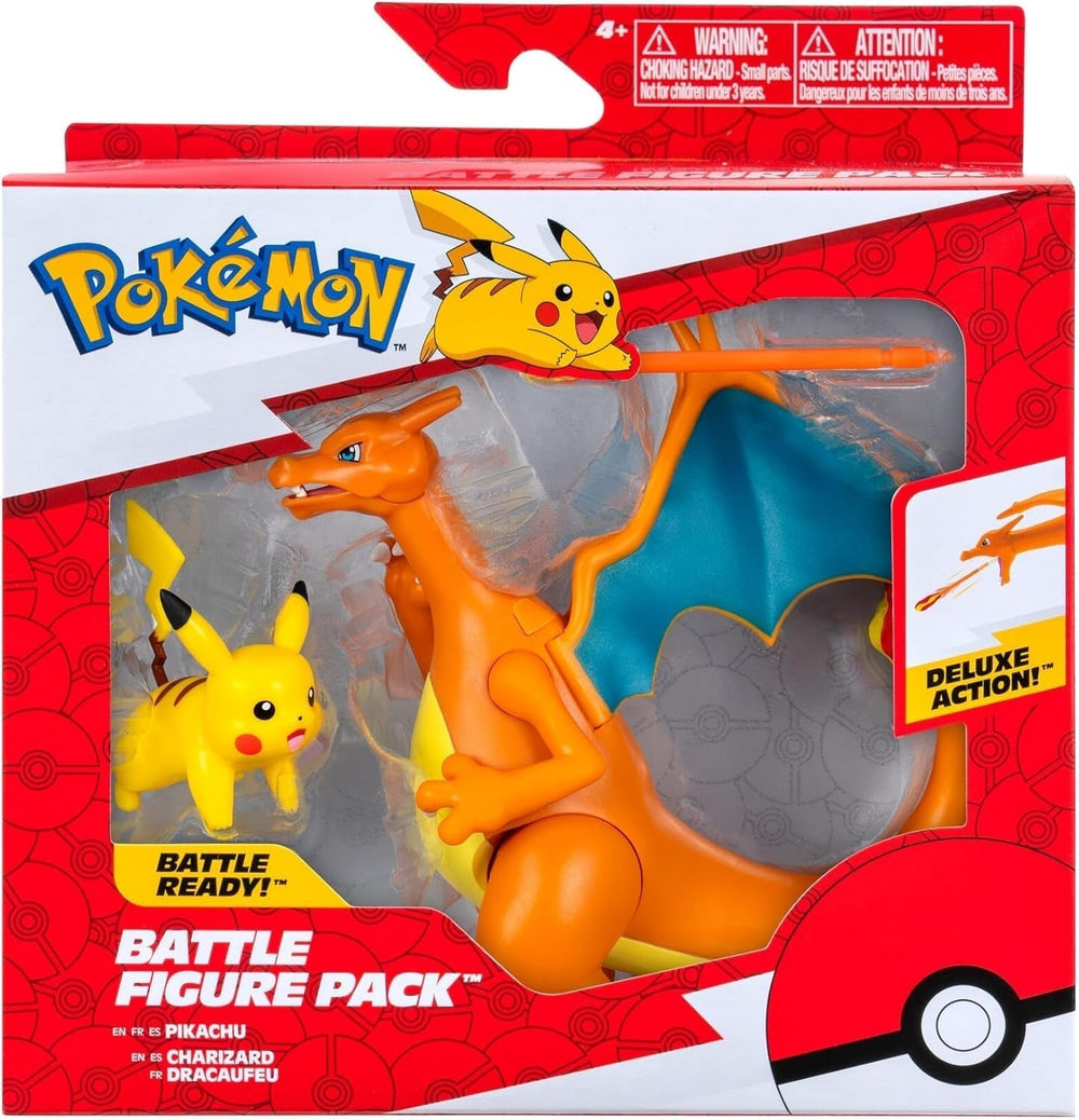 Pokémon PKW3459 - Battle Figure Pack - Glurak & Pikachu, mobilní Glurak s akčními figurkami Pikachu Naty Shop Výchozí název