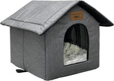 Katzenhaus Für Draußen Winterfest Wasserdicht Wetterfester Katzenhöhle Haustierhaus mit Plüschkissen Warm Hundehöhle Waschbar Hundehaus Tierheim Für Streuner Haustiere 35x30x35cm
