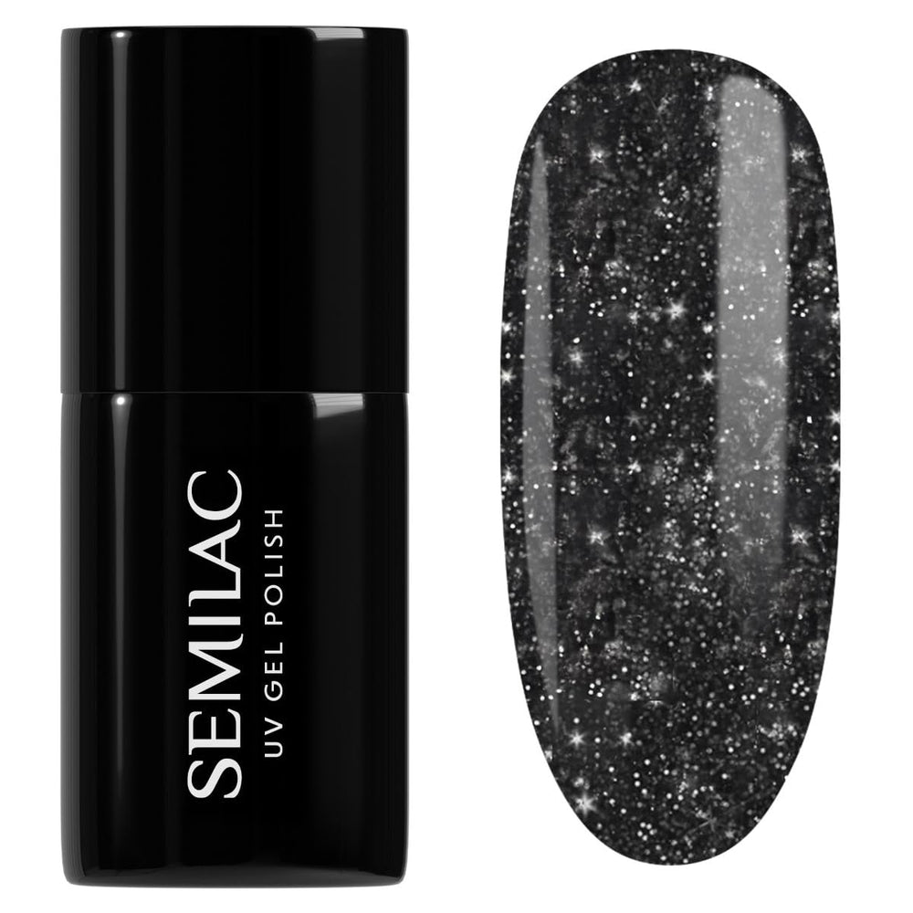 Semilac UV lak na nehty 394 Sparkling Midnight Date 7 ml - Tmavá noční obloha se třpytivým efektem - Kolekce Love Is In The Nails