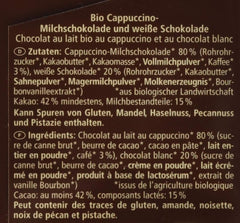 Bio čokoláda plněná cappuccinem, 100g