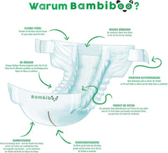 Mini jednorázové plenky Bambiboo Skin Friendly s měkkým bambusovým vláknem Pupeční otvor - Plenky pro novorozence - Jednorázové plenky pro novorozence - Ochrana pokožky - Velikost 2, 25 ks