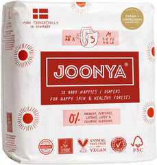 Dětské plenky, velikost 3M (4-8 kg) - 1 pytel po 28 - Bez škodlivých látek, ekologické, vysoce savé, vhodné pro noční použití, ultratenké a měkké - Vyrobeno v Dánsku