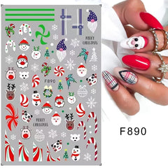 10 Blatt Nagelsticker Weihnachten Nagelaufkleber Selbstklebend Bule White Pine Tree Rentier Nail Art Sticker Dekoration Nageldesign Zubehör