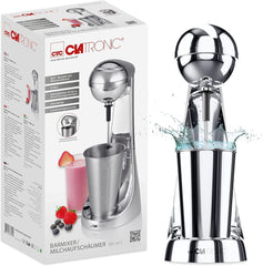 Clatronic® Barmixer U. Milchaufschäumer | Smoothie Maker | 650 ml Edelstahlbehälter | Praktischer Becherhalter | Mixér | 2 Geschwindigkeitsstufen | Motor Kraftvoller 65 W | Chromdesgin | BM 3472 Kitchen Naty Shop