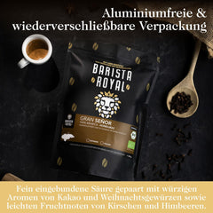 BARISTA ROYAL Bio Espressobohnen 1kg "Gran Señor" | Frische Kaffeebohnen direkt aus Honduras | 100% Arabica Espresso ganze Bohnen | Ideal für Vollautomat und Siebträger