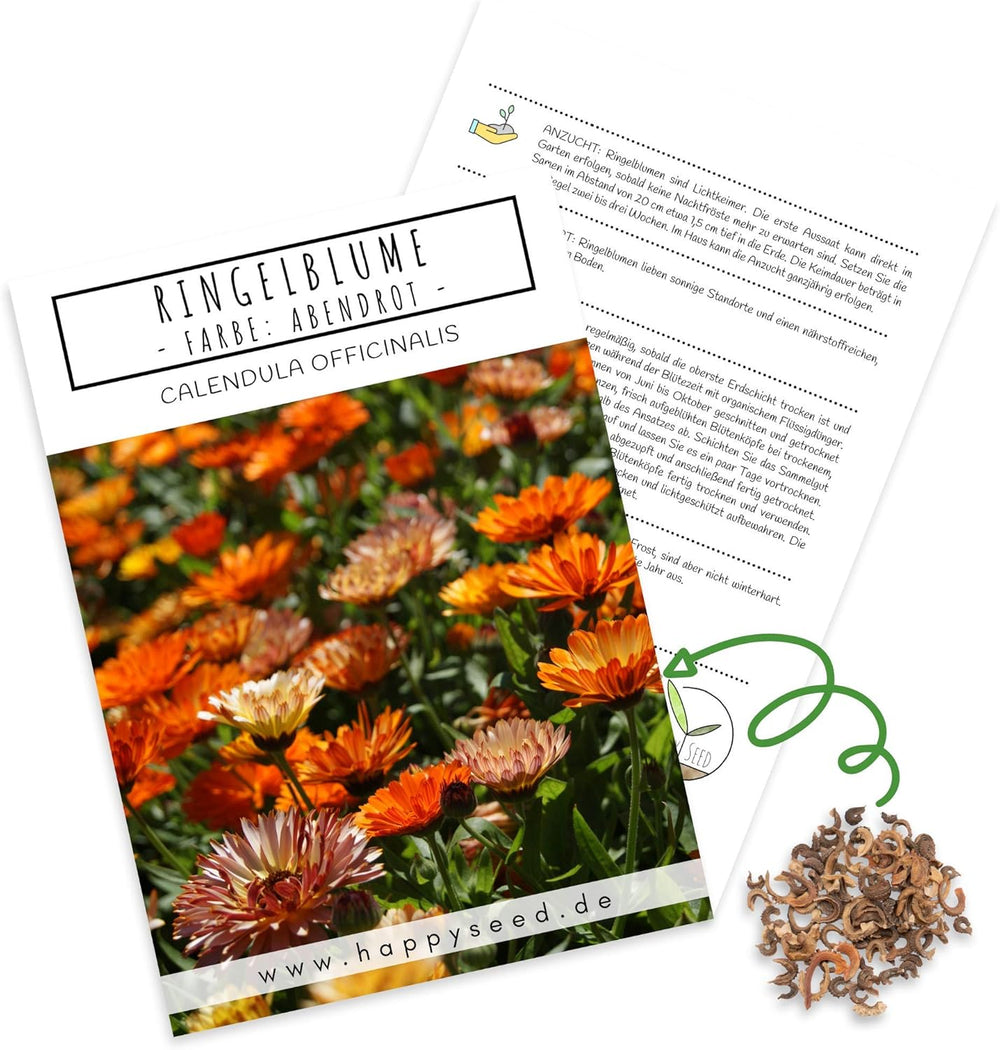 Semena měsíčku lékařského (Calendula officinalis) - Všestranná léčivá rostlina s jedlými květy a ideální pro barevné květinové louky (Abendrot)