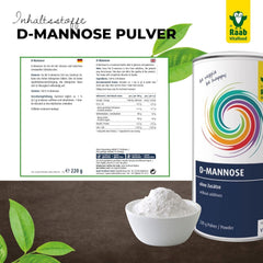 Raab Vitalfood® D-Mannose Powder (220 G) - Frei Von Zusätzen, Vegan, Glutenfrei, Gut Löslich, Mit Meßlöffel in Der Dose, Vorratspackung, 100% D-Mannose (Gewonnen Aus Mais) Sladidla Naty Shop
