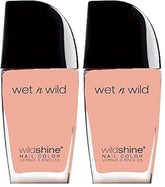 Lak na nehty Wet n Wild Wild Shine, bez formaldehydu, toluenu a ftalátů, dlouhotrvající rychleschnoucí formule, růžová Tickled (2 balení)