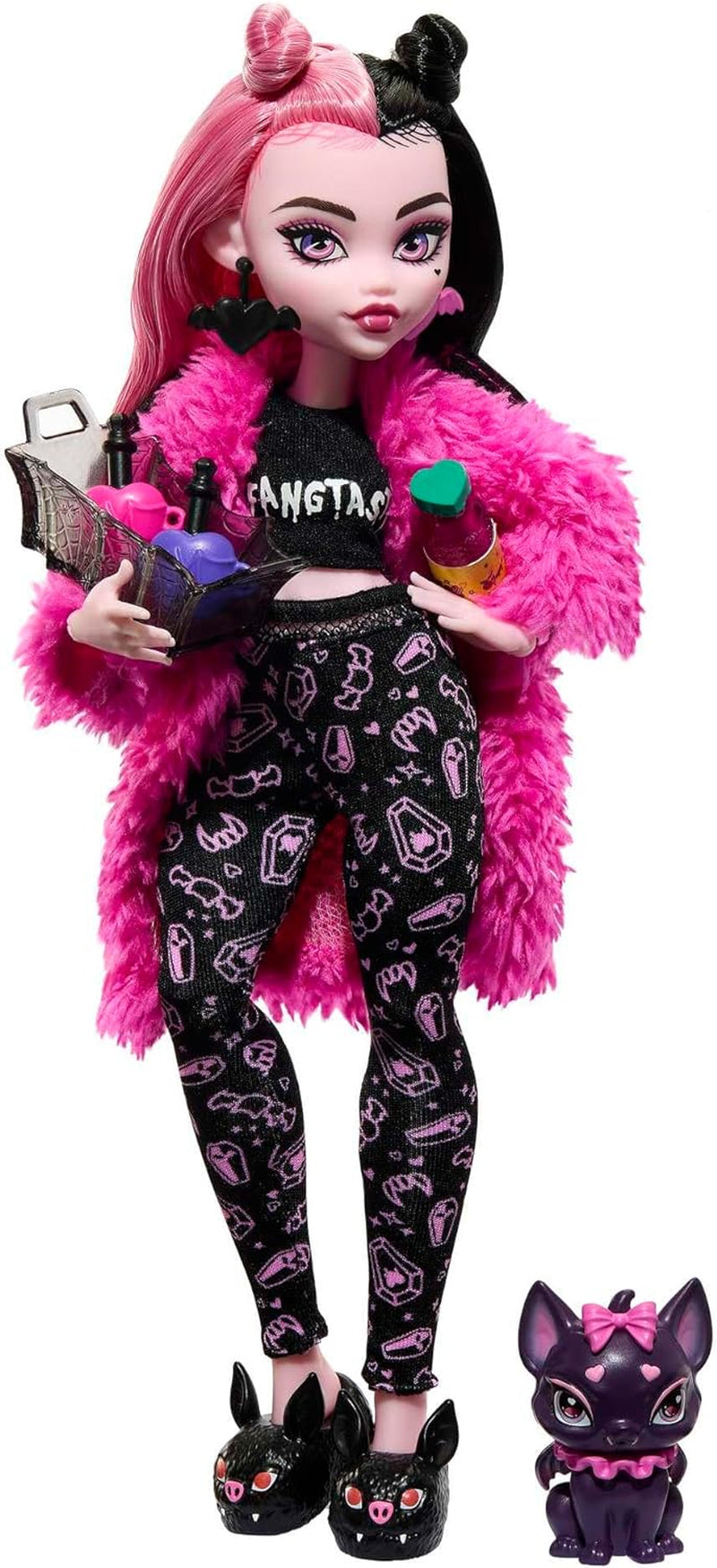 Příslušenství pro panenky a pyžamové párty MONSTER HIGH Draculaura Bat Count Fabulous Doll Pet Creepover Party Panenky HPY66 Naty Shop Single